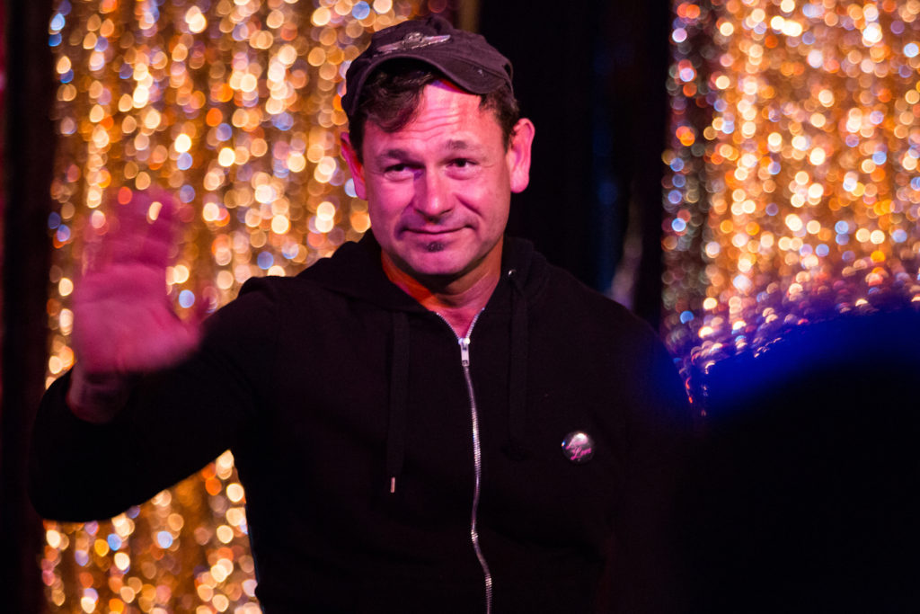 Stud owner Michael McElhaney acknowledges the crowd at a meeting he called Sunday night to discuss the bar's future. Photo: Khaled Sayed